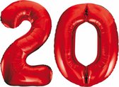 Folieballon 20 jaar rood 86cm