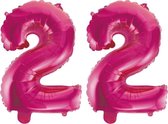 Folieballon 22 jaar roze 41cm