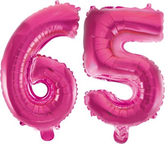 Folieballon 65 jaar roze 41cm