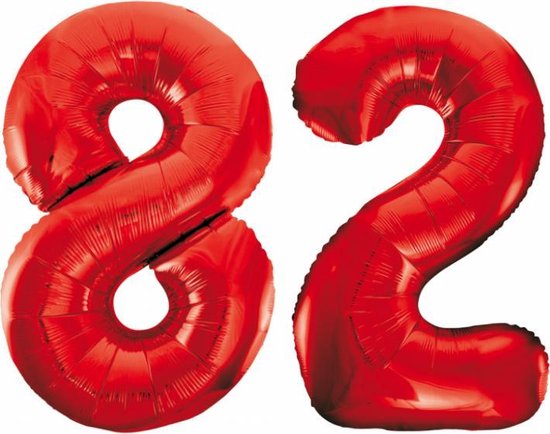 Folieballon 82 jaar rood 86cm