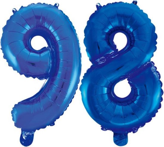 Folieballon 98 jaar blauw 86cm