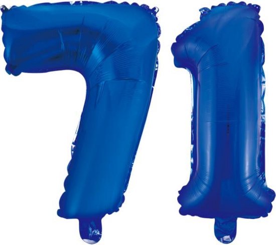 Folieballon 71 jaar blauw 86cm
