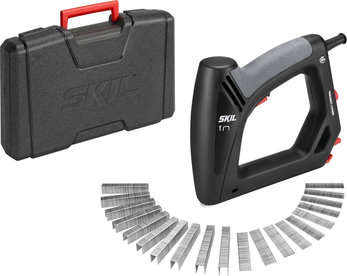 SKIL Elektrische Tacker - Nietpistool - Spijkerpistool - Slagkrachtcontrole - Softgrip - Kabellengte 6m - Inclusief 1000 Nieten, 500 Spijkers & Draagkoffer - 8200 AC