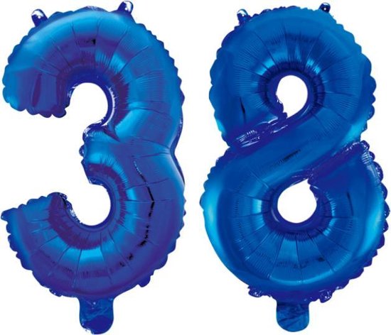 Folieballon 38 jaar blauw 86cm