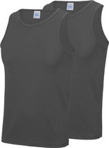 2-Pack Maat XXL - Sport singlets/hemden grijs voor heren - Hardloopshirts/sportshirts - Sporten/hardlopen/fitness/bodybuilding - Sportkleding top grijs voor mannen