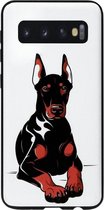 ADEL Siliconen Back Cover Softcase Hoesje Geschikt voor Samsung Galaxy S10 Plus - Dobermann Pinscher Hond