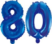 Folieballon 80 jaar blauw 86cm