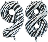 Folieballon 98 jaar zebra 86cm