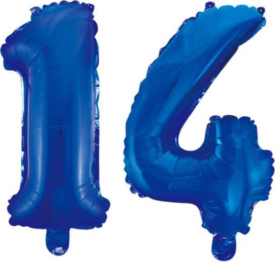 Folieballon 14 jaar blauw 41cm