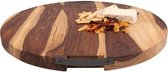 Bowls and Dishes Pure Rose Wood Duurzame Borrelplank | Tapasplank | Serveerplank rond - Pizzaplank - met twee metalen handvatten - 59 cm - cadeau tip!