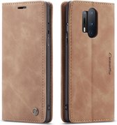 CaseMe - Hoesje geschikt voor OnePlus 8 Pro - Wallet Book Case - Magneetsluiting - Licht Bruin
