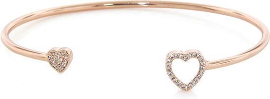 Fate Jewellery Bangle FJ511 - Heart - 925 Zilver, Rose goud verguld - Hartje