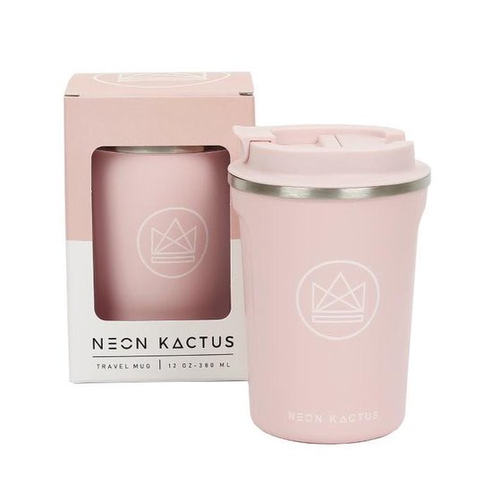 Koffiebeker To Go - Thermosbeker - Travel Mug - Neon Kactus - Flamingo -  Roze - 380ml | bol.com