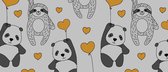 Mat, Vloermat, Vloerkleed, Tapijt, Kind - Kinderkamer Panda Heart - Wasbaar - Antislip - 150 x 65 cm