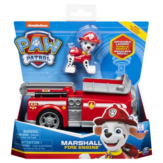 PAW Patrol - Marshall - Brandweerwagen - Speelgoedvoertuig met actiefiguur