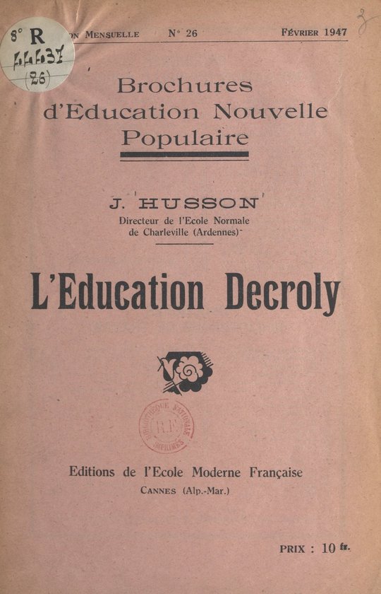 L'éducation Decroly - cover