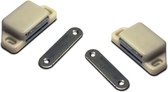 2x stuks magneetsnapper / magneetsnappers met metalen sluitplaat 6 x 5,4 x 2,6 cm - wit - deurstoppers / deurvastzetters / magneetbevestiging