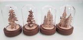 Houten kerstfiguurtjes bruin 4 stuks