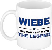 Naam cadeau Wiebe - The man, The myth the legend koffie mok / beker 300 ml - naam/namen mokken - Cadeau voor o.a verjaardag/ vaderdag/ pensioen/ geslaagd/ bedankt
