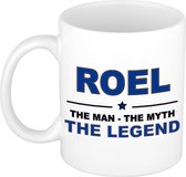 Naam cadeau Roel - The man, The myth the legend koffie mok / beker 300 ml - naam/namen mokken - Cadeau voor o.a  verjaardag/ vaderdag/ pensioen/ geslaagd/ bedankt