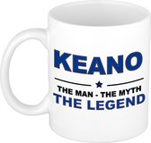 Naam cadeau Keano - The man, The myth the legend koffie mok / beker 300 ml - naam/namen mokken - Cadeau voor o.a verjaardag/ vaderdag/ pensioen/ geslaagd/ bedankt