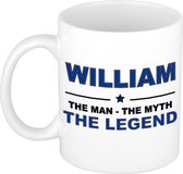 Naam cadeau William - The man, The myth the legend koffie mok / beker 300 ml - naam/namen mokken - Cadeau voor o.a verjaardag/ vaderdag/ pensioen/ geslaagd/ bedankt