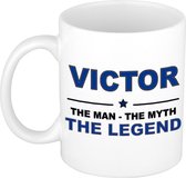 Naam cadeau Victor - The man, The myth the legend koffie mok / beker 300 ml - naam/namen mokken - Cadeau voor o.a  verjaardag/ vaderdag/ pensioen/ geslaagd/ bedankt