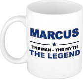 Naam cadeau Marcus - The man, The myth the legend koffie mok / beker 300 ml - naam/namen mokken - Cadeau voor o.a verjaardag/ vaderdag/ pensioen/ geslaagd/ bedankt