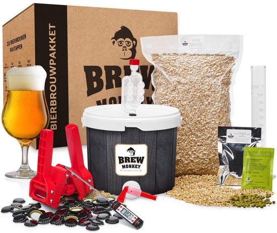 Brew Monkey Bierbrouwpakket - Compleet Tripel bier - Zelf bier brouwen - Bier brouwen starterspakket - origineel cadeau - kerstcadeau