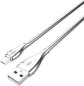 Eisenz LS28 metalen snellader 2.4A USB kabel Lightning - oplaadkabel en data kabel 1M - Zilver