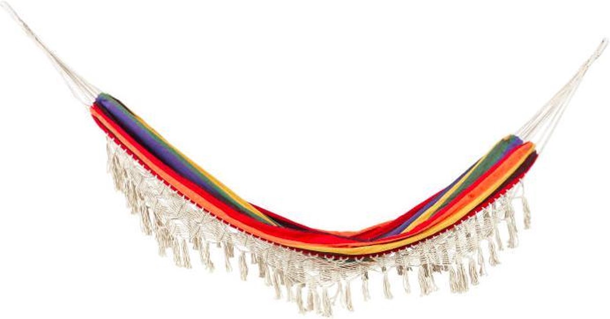 Hangmat met franjes – multikleur – 90×200 cm