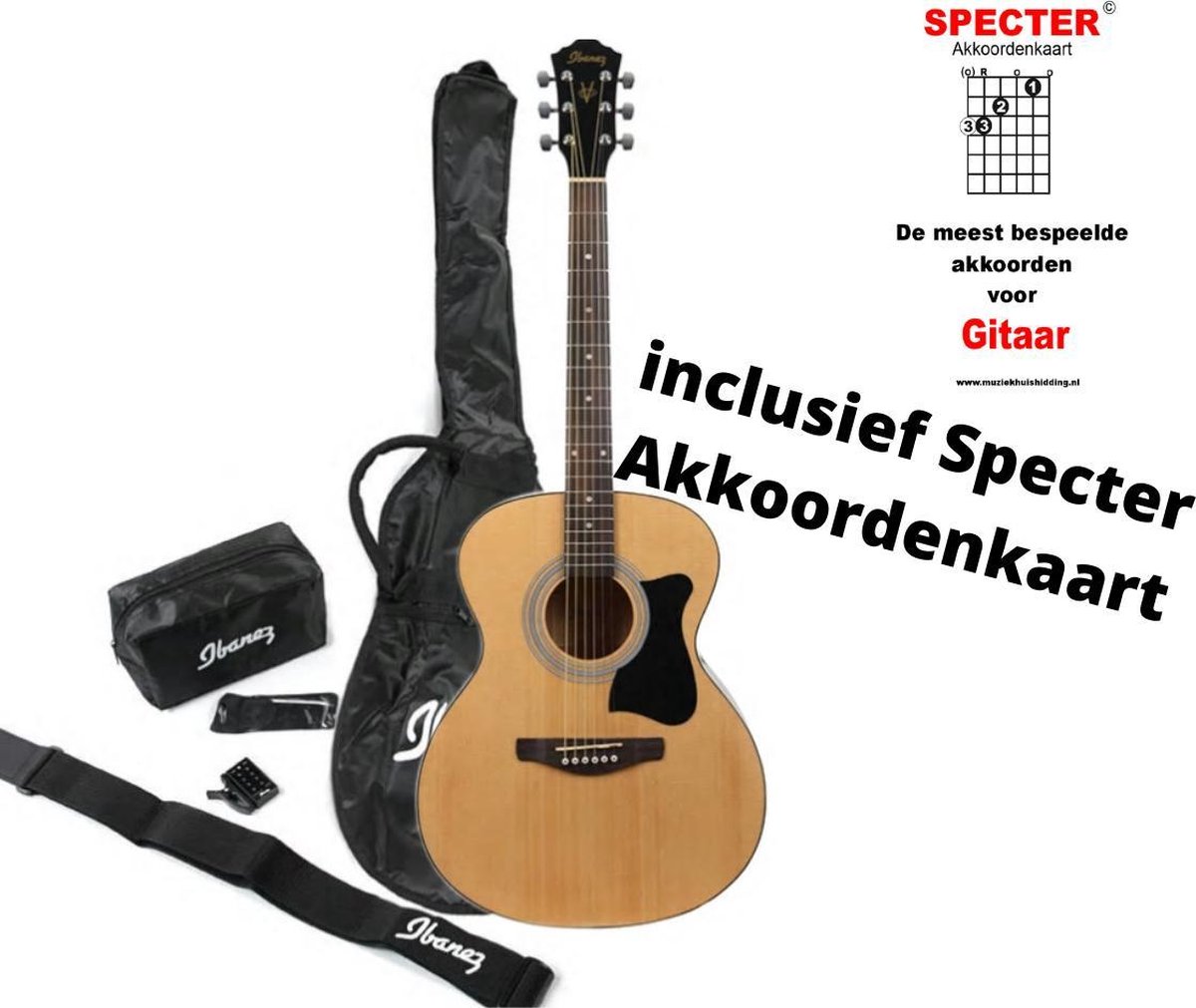 Ibanez akoestische gitaar pack met handige akkoordenkaart