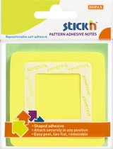 Stick'n Memoblok Vierkant 360 graden, 70x70mm, neon geel, 50 vel, lijm in de vorm van het memoblaadje voor meer kleefkracht