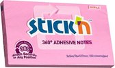 Stick'n Memoblok 360 graden lijm 76x127mm, roze, 100 memoblaadjes, lijm in de vorm van het memoblaadje voor meer kleefkracht
