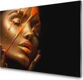 Glasschilderij  ORANGE PAINT |  4 mm veiligheidsglas | 100 X 75 cm | Blind ophangsysteem | Moderne glazen schilderij