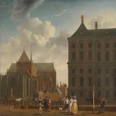 Isaac Ouwater - De Nieuwe Kerk en het stadhuis op de Dam in Amsterdam , 100x100cm