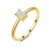 Twice As Nice Ring in 18kt verguld zilver, baguette zirkonia, solitaire  52