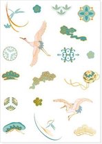 Moodadventures | Stickers | 1 Stickervel Transparant Japanse Kraanvogels Lente | PVC Laptop Stickers