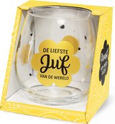 Wijn -Waterglas De liefste juf  Proost!