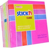 Stick'n Kubus sticky notes - 76x76mm, neon/pastel mix roze, 400 memoblaadjes