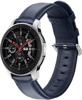 Universeel Smartwatch 20MM Bandje Echt Leer met RVS Gespsluiting Blauw