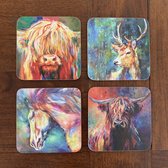 Wraptious Onderzetters Set Sue Gardner ~ Koe, Hert, Paard