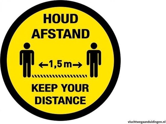 Tweetalig - rond - 400 mm - keep your distance - houd afstand - antislip - supergrip - COVID-19 - Corona