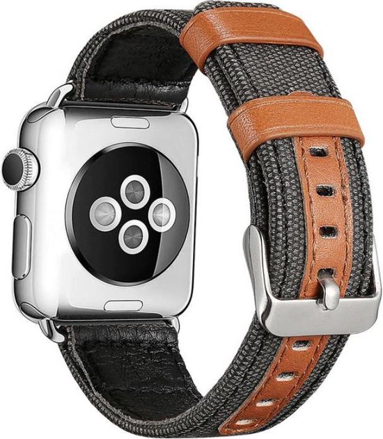 Fungus - Smartwatch bandje - Geschikt voor Apple Watch 42 / 44 / 45 / 49 mm - Series 1 2 3 4 5 6 7 8 9 SE Ultra iWatch - Stof - Nylon bruin - Donkergrijs