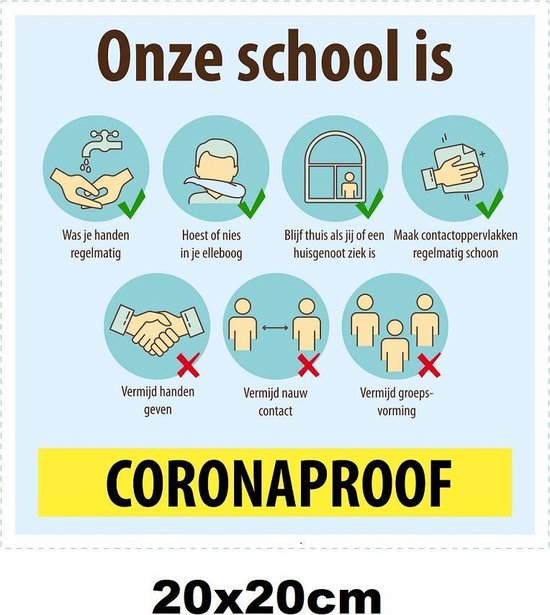 Verzoenen Automatisering Prematuur Corona Sticker Onze school is Coronaproof 20x20cm - Corona stickers  raamsticker winkel... | bol.com