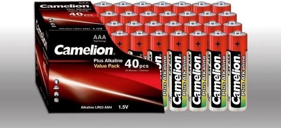 Bol Com Camelion Plus Lr03 a Battery Alkali Manganese 1250 Mah 1 5 V 40 Pc S