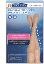 BEVRASAN® Transparante compressiekousen - steunkousen - sokken voor werk & reizen - Schoenmaat 36-37 kleur Zand
