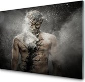 GLASSCHILDERIJ | MAN WITH SPIRITUAL BODY ART | 100 X 75 cm | Blind ophangsysteem | Moderne glazen schilderij