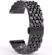 Smartwatch bandje - Geschikt voor Samsung Galaxy Watch 3 41mm, Active 2, 20mm horlogebandje - RVS metaal - Fungus - Fijne schakel - Zwart