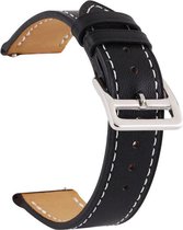 Smartwatch bandje - Geschikt voor Samsung Galaxy Watch 3 45mm, Gear S3, Huawei Watch GT 2 46mm, Garmin Vivoactive 4, 22mm horlogebandje - PU leer - Fungus - Net - Zwart